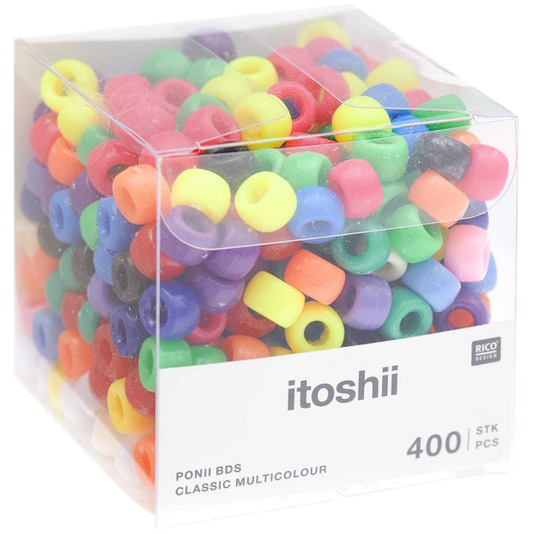 itoshii - Ponii Beads klassik bunt 9x6mm 400 Stück