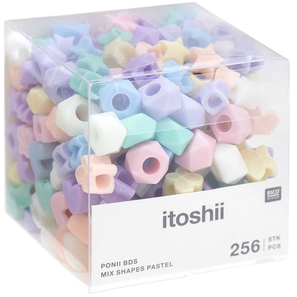 itoshii - Ponii Beads Formmix pastell 9x6mm 256 Stück