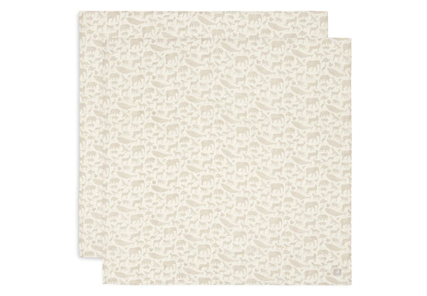 Mullwindeln Hydrophil 115x115cm Animals - Nougat - 2 Stück