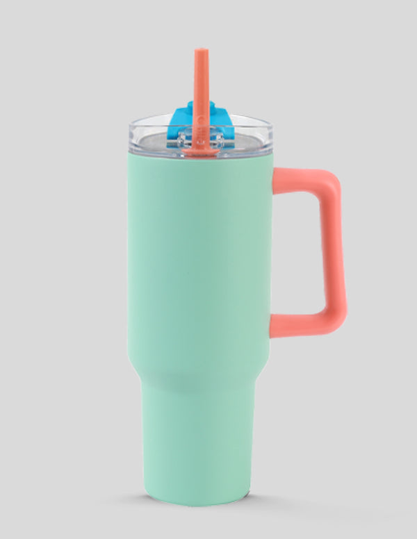 Tumbler with Handle and Straw Lid Mint