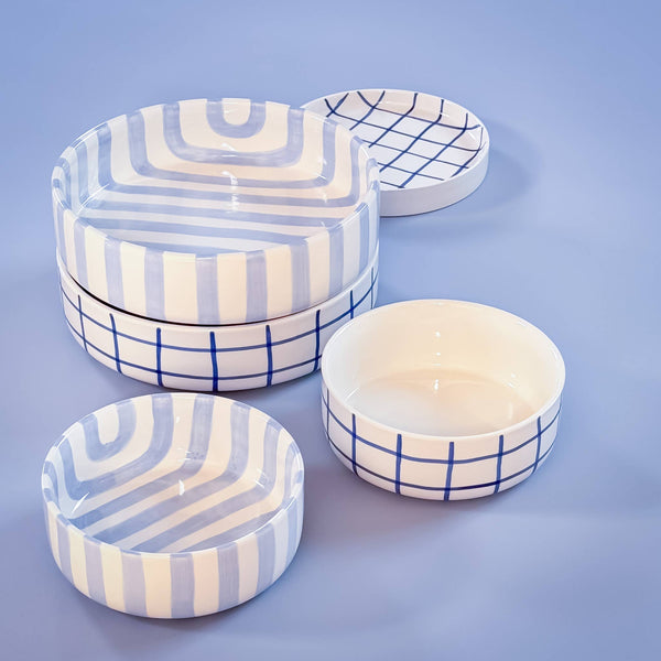 Schale gross  Stripes - morning azzurro
