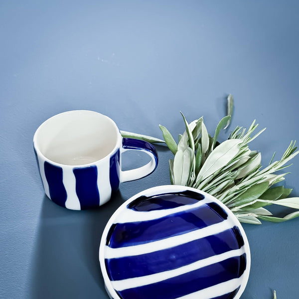 Espresso  Stripes - mare blue (2er Set - 4 Teile)