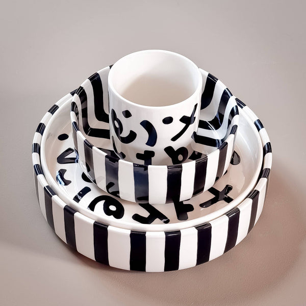 Schale gross  Stripes - volcano black