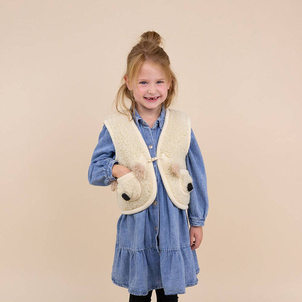 Kinder-Cardigan Wool Koala Beige