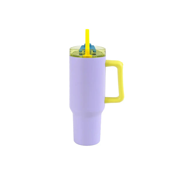 Tumbler with Handle and Straw Lid Purple