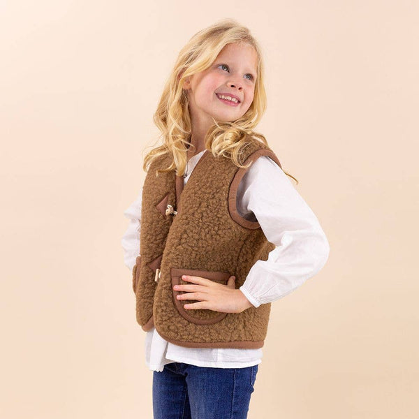 Wollcardigan mit Knopf Kinder braun