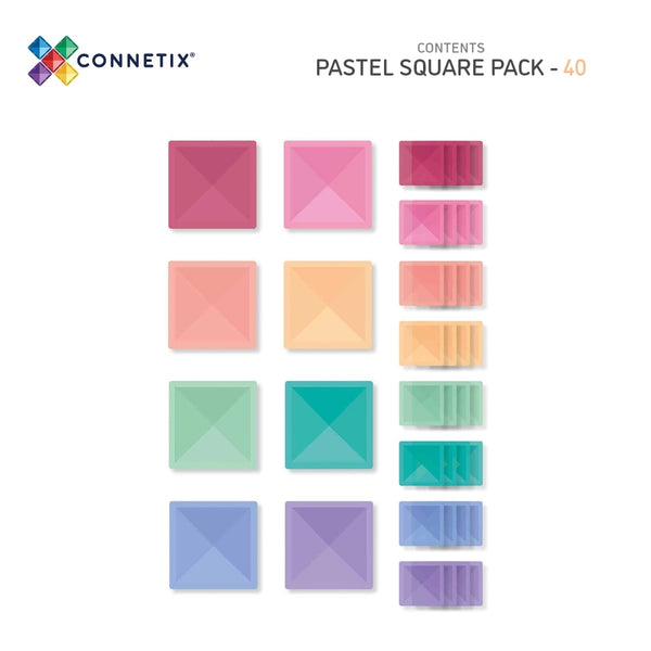 Connetix Magnetbausteine Pastel Square Pack - 40 Teile