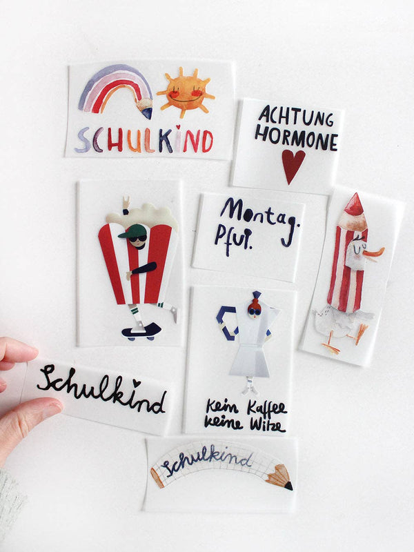 Bügelbild randlos "Schulkind Stift"