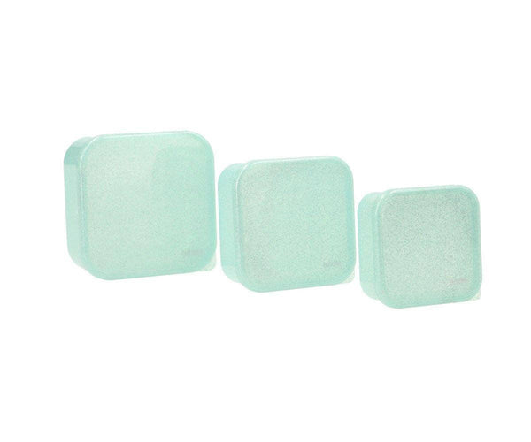 3 x Lunchboxen in Türkis mit Aqua-Glitter