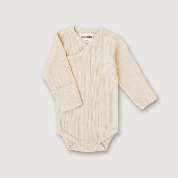 Bodysuit aus Wollripp, Größe L/S, Oat