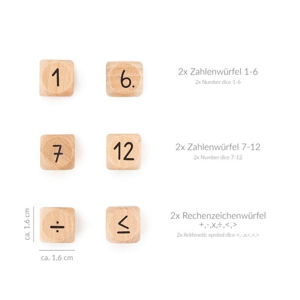 ABC CHAMPIONS Holz-Lernspiel Zahlenwürfel 6er-Set