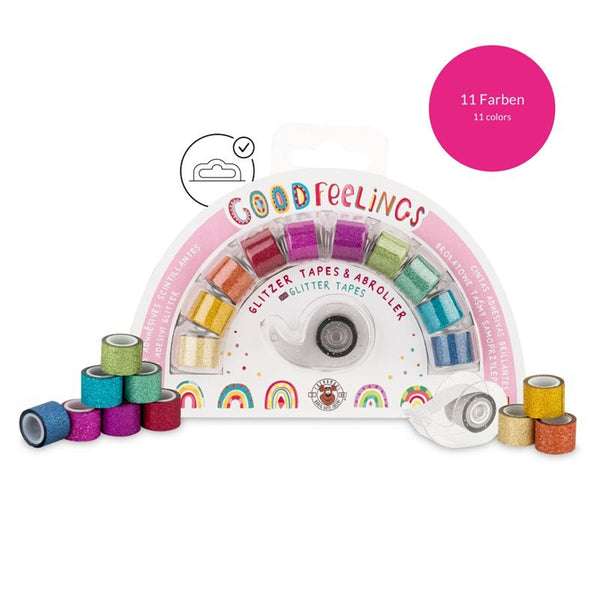 Regenbogen Glitzer-Tapes inkl. Abroller 12-teilig