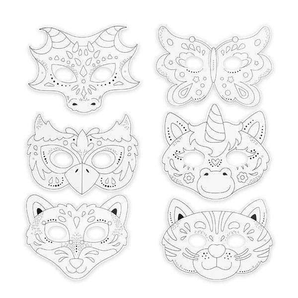 Bastel- & Ausmal-Masken inkl. Diamantsticker & Buntstifte