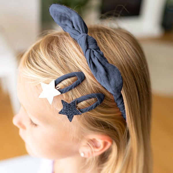 Musselin Haar-Accessoires-Set dunkelblau