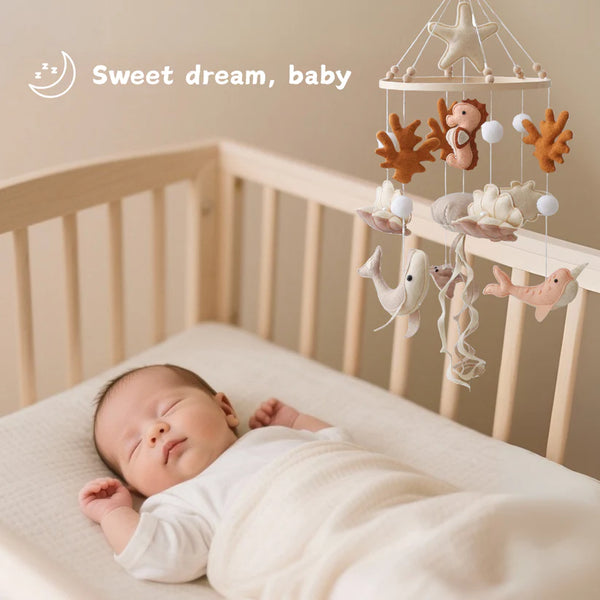 Handgefertigtes Mobile | Meerestiere aus Filz und Holz