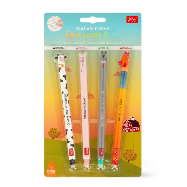 Farm Tiere Set mit 4 Löschbaren Gelstiften - Erasable Pen