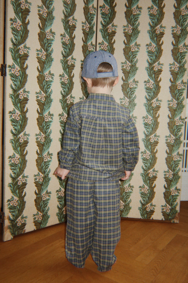 CARA PANTS GOTS | laurel blue check