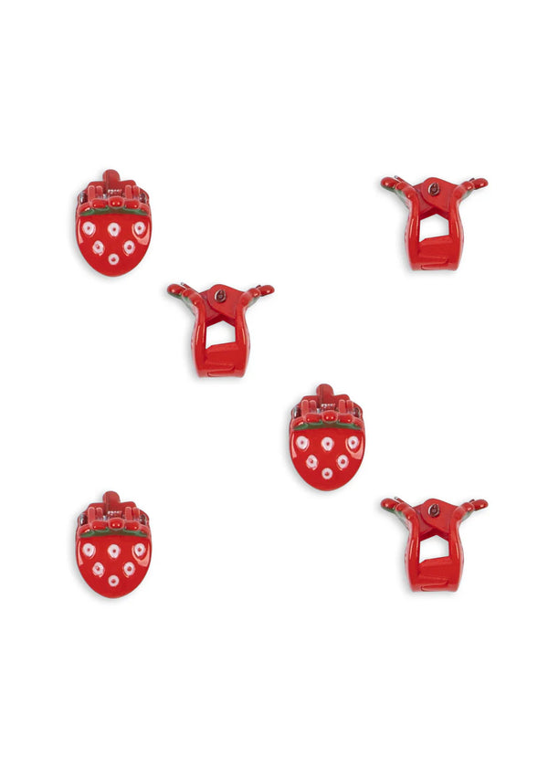 6er Pack Mini Haarspangen | Erdbeere