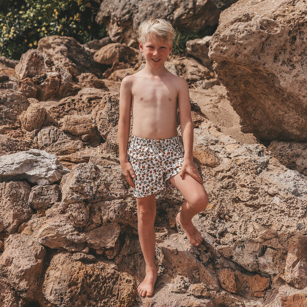 Pommegranate | Swim Shorts | White Swan
