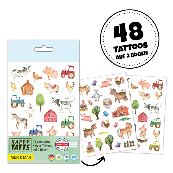 Kinder-Tattoos ‚Muh & Mäh‘ (48 Stk.)