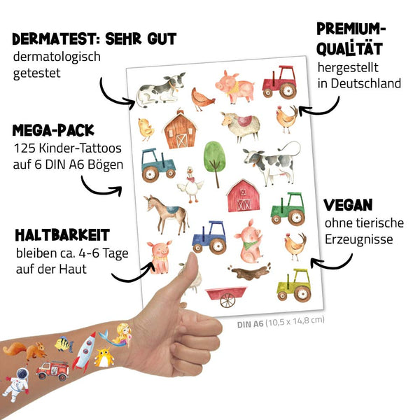 Kinder-Tattoos ‚Muh & Mäh‘ (48 Stk.)