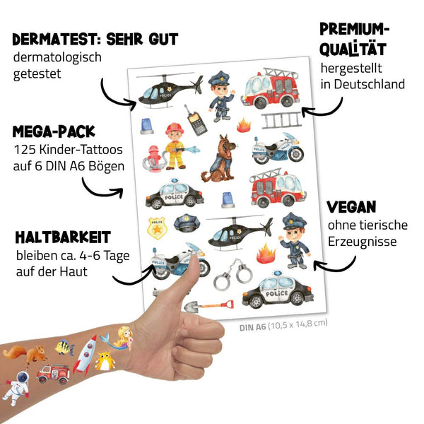 Kinder-Tattoos ‚Tatü-Tata‘ (48 Stk.)