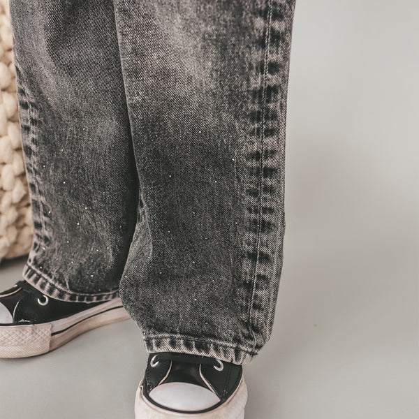 Stretch Denim | Wide Leg Glitter Jeans