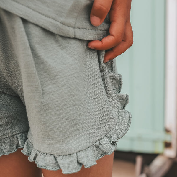 Textured Jersey | Ruffle Shorts | Ocean