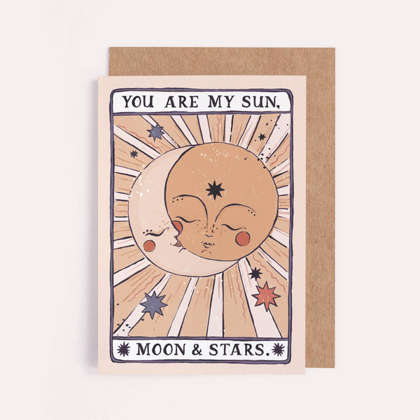 Karte mit Sonne, Mond und Sternen | Liebeskarte | Jubiläumskarten