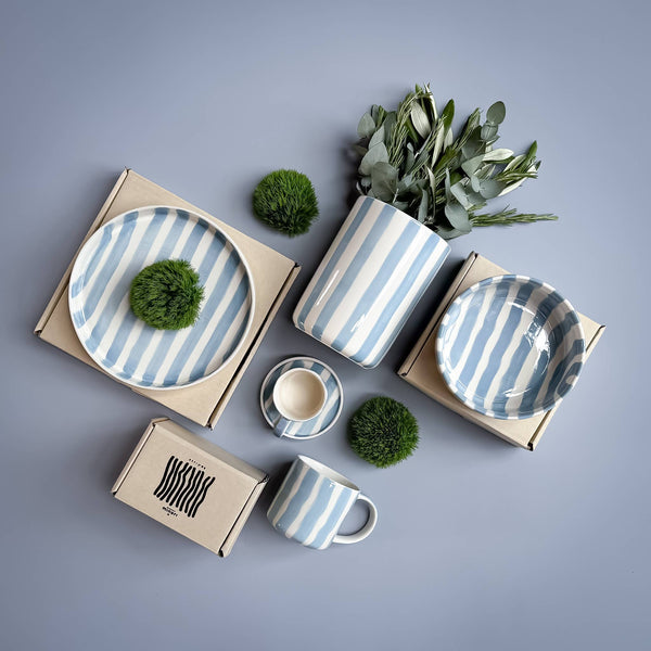 Espresso  Stripes - morning  azzurro (2er Set - 4 Teile)