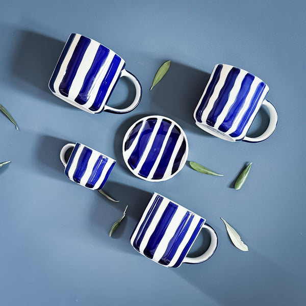 Espresso  Stripes - mare blue (2er Set - 4 Teile)