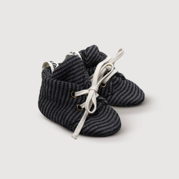 Babyschuhe mit Rippstrick aus Wolle - Storm Stripe