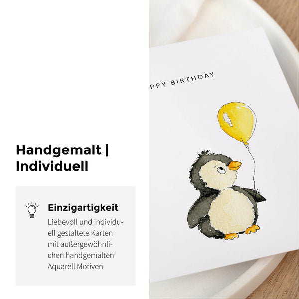 Geburtstagskarte - Glückwunschkarte | Happy Birthday Pinguin