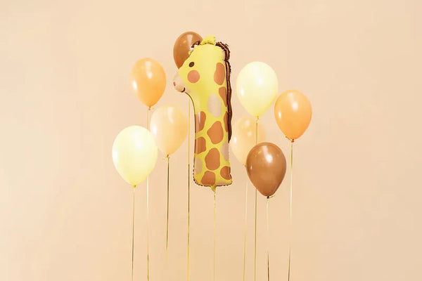 Folienballon Ziffer 1 - Giraffe, 42x90 cm, Mix