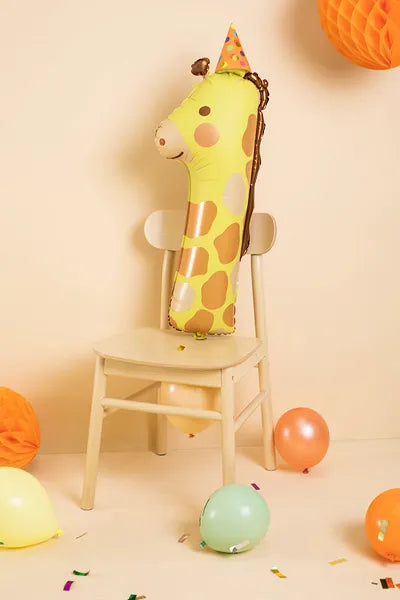 Folienballon Ziffer 1 - Giraffe, 42x90 cm, Mix