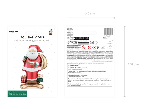 Stehender Folienballon Weihnachtsmann