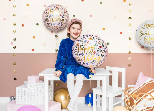 Folienballon Happy Birthday, 45 cm, hellrosa