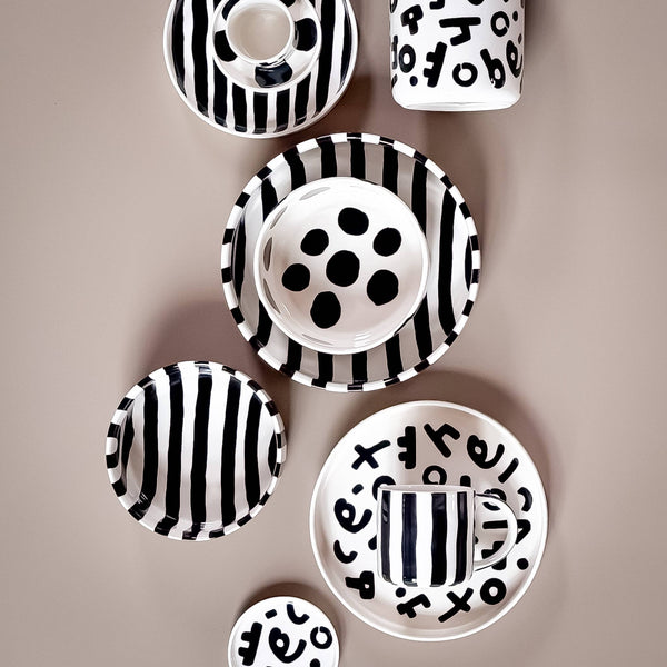 Espresso Stripes - vulcano black (2er Set - 4 Teile)