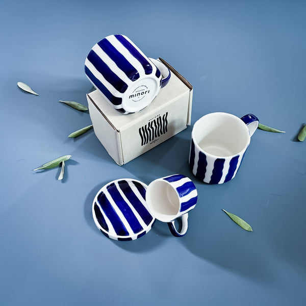 Espresso  Stripes - mare blue (2er Set - 4 Teile)