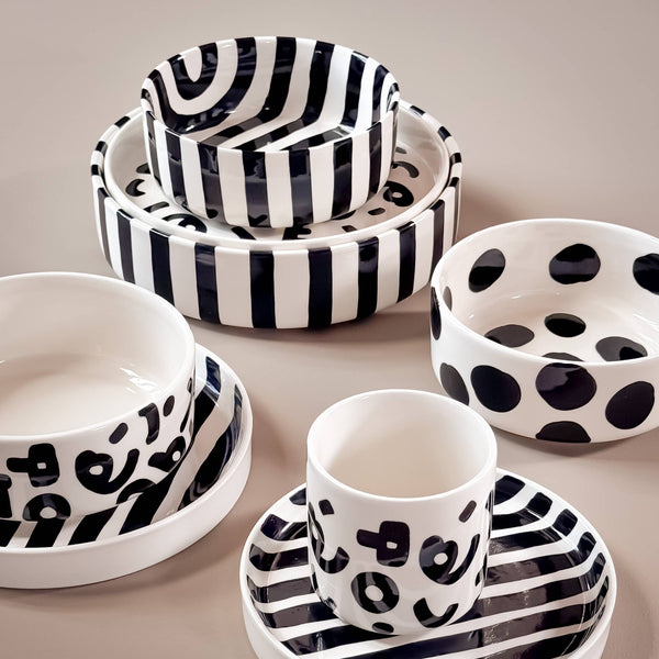 Schale gross  Stripes - volcano black