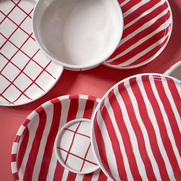Schale gross  Stripes - tramonto red