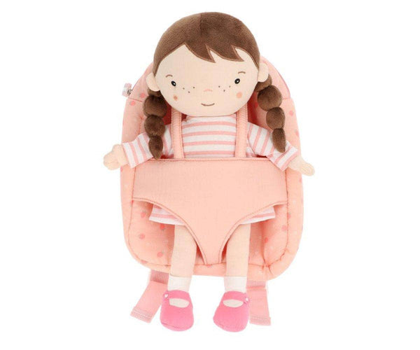 Rucksack für Puppen Erdbeeren Rosa