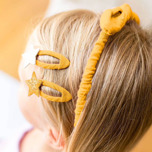 Musselin Haar-Accessoires-Set senf-gelb