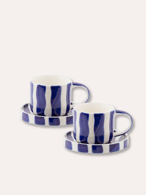 Espresso  Stripes - mare blue (2er Set - 4 Teile)