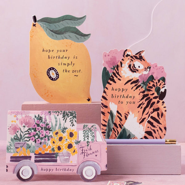 Flower Truck Geburtstagskarte | Weibliche Geburtstagskarte | Floral