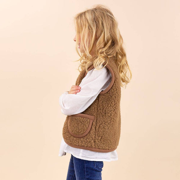 Wollcardigan mit Knopf Kinder braun