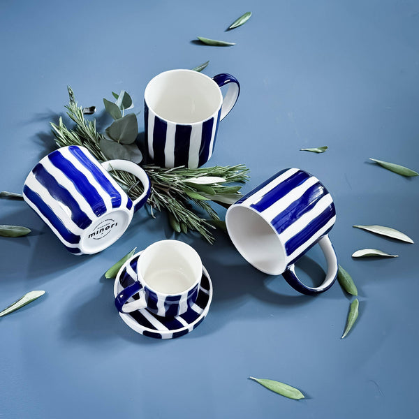 Espresso  Stripes - mare blue (2er Set - 4 Teile)