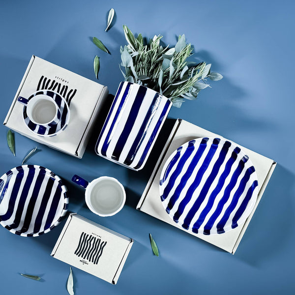 Vase Stripes - mare blue