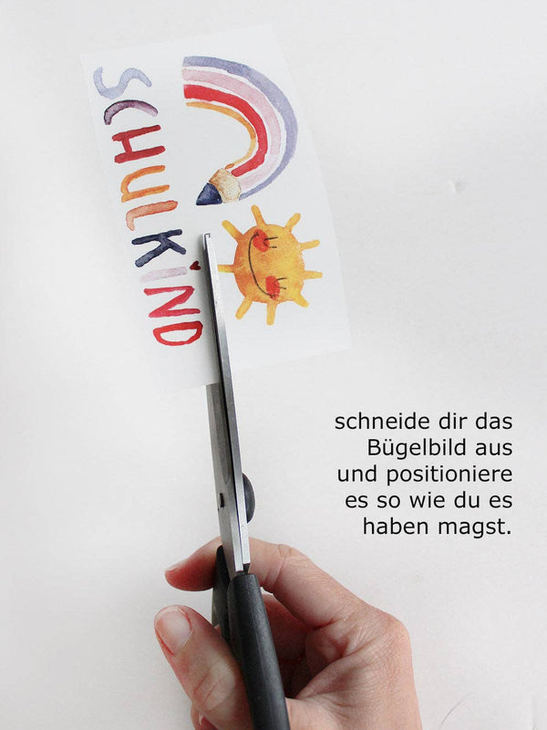 Bügelbilder SET randlos "Regenbogen Schulkind"