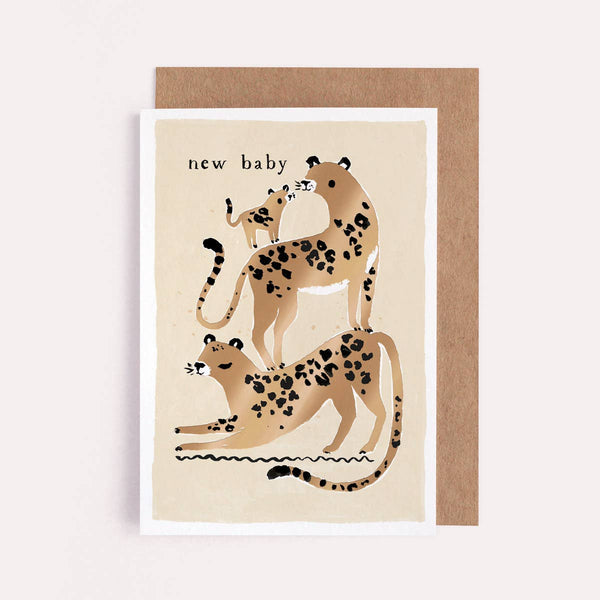 Neue Babykarte mit Leopardenmotiv | Babykarte | Karte für neue Eltern